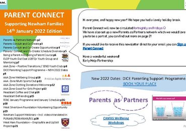 Image of Parent Connect Supporting Newham Families 14th January 2022 Edition